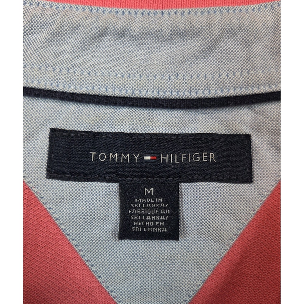 Tommy Hilfiger Polo Shirt Mens Medium Pink Embroidered USA - Picture 2 of 7
